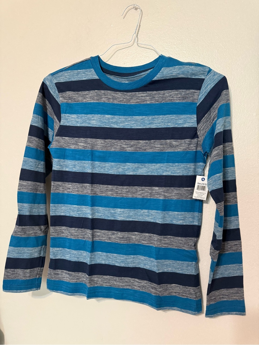 Revolution Boys' Blue Teal Striped Crew Tee